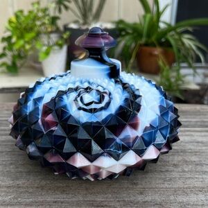 Vintage Westmoreland Diamond-Point Amethyst Slag Glass Candy Dish